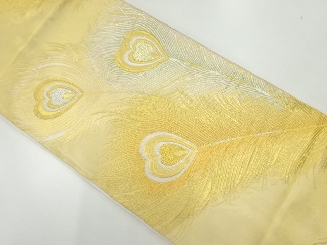 JAPANESE KIMONO / FUKURO OBI / WOVEN PEACOCK FEATHER